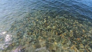 Milf con bañador sexy me da una pajita en la playa