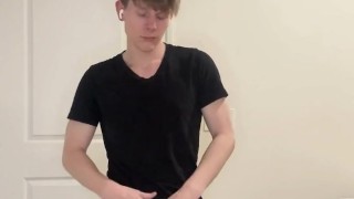 Hung Blond Twink Strips Down To Tighty Whities And Shows Massive Cock