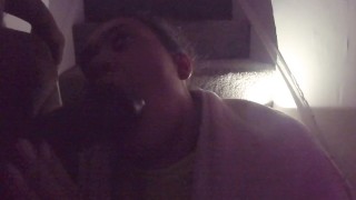 Deepthroat Facial on the steps