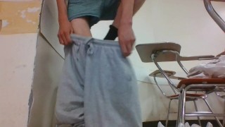 Public Half Naked Nut Sitting Down (Getting Back Dressed)