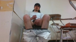 Public Half Naked Nut Sitting Down (Getting Back Dressed)